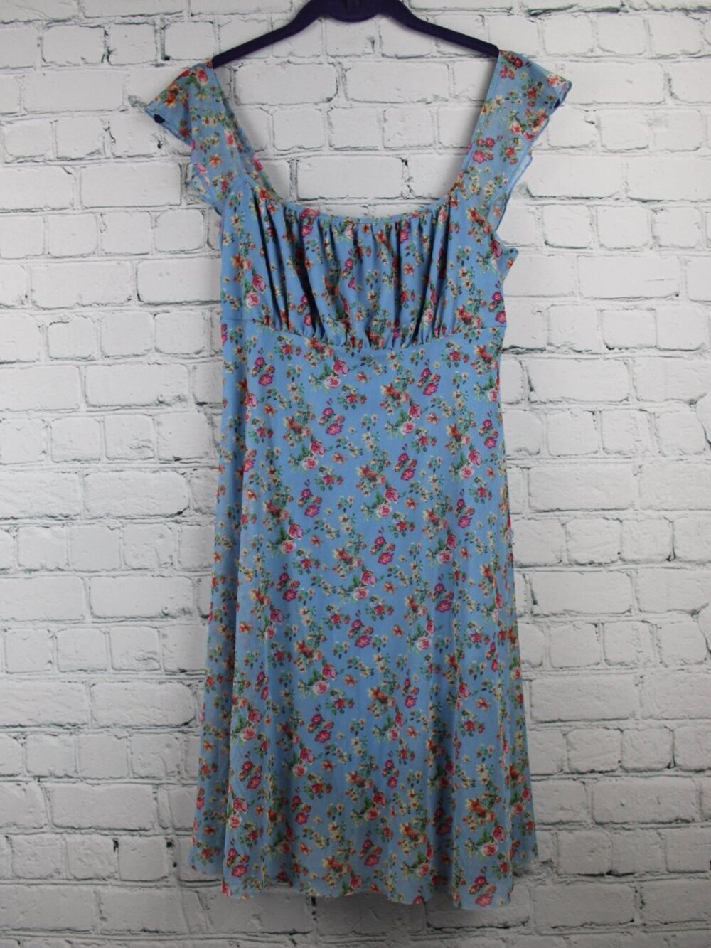 See You Monday Size M Blue Floral Babydoll Mini Dress